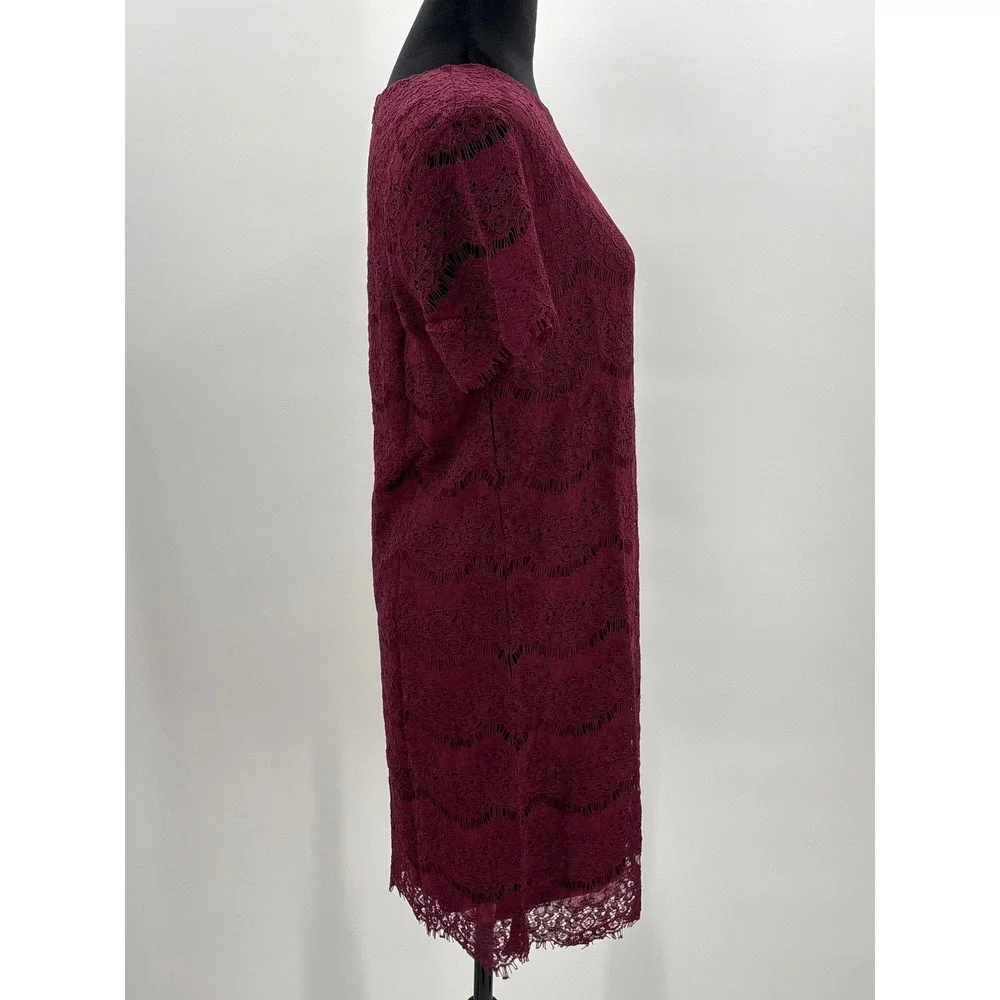 Lulus Take Me to Brunch Burgundy Lace Shift‎ Mini Dress Size Large NWT
